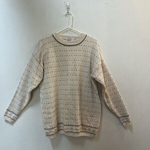 Men's Classic vintage Cream Crewneck Sweater! Sweet tree brand